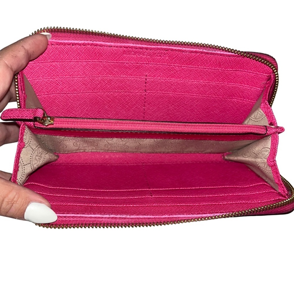 Michael Kors Fuchsia Pink Pyramid Studded Continental Zip Wallet - Picture 8 of 16